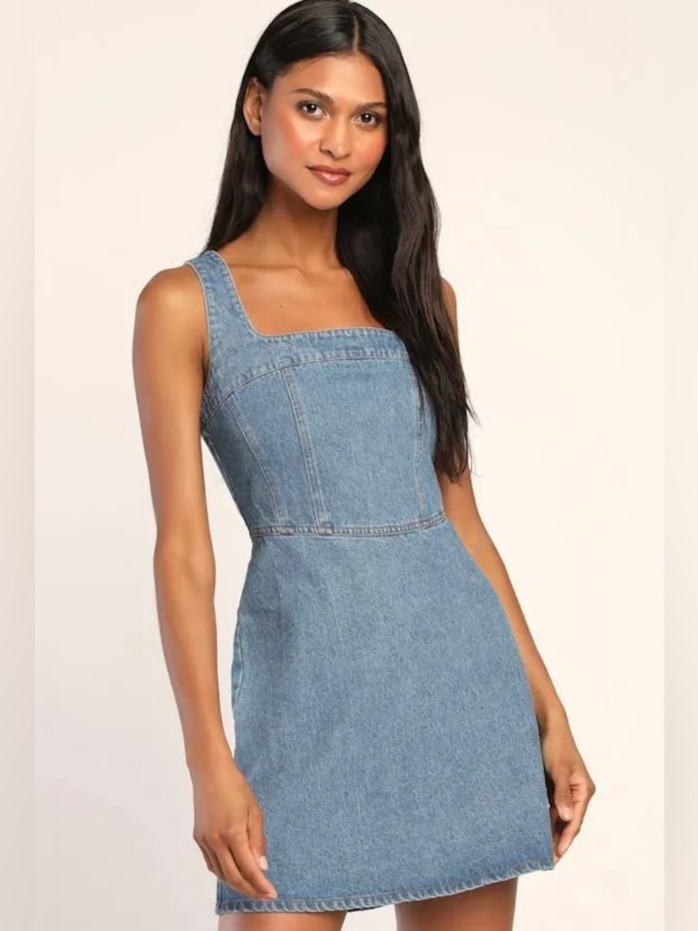 Lulu’s Denim Mini Corset Seam Dress